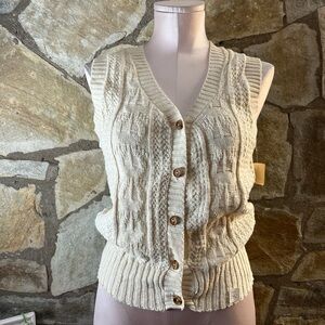 DEADSTOCK Dragonfly Cable Knit Button-Up Vest – Large